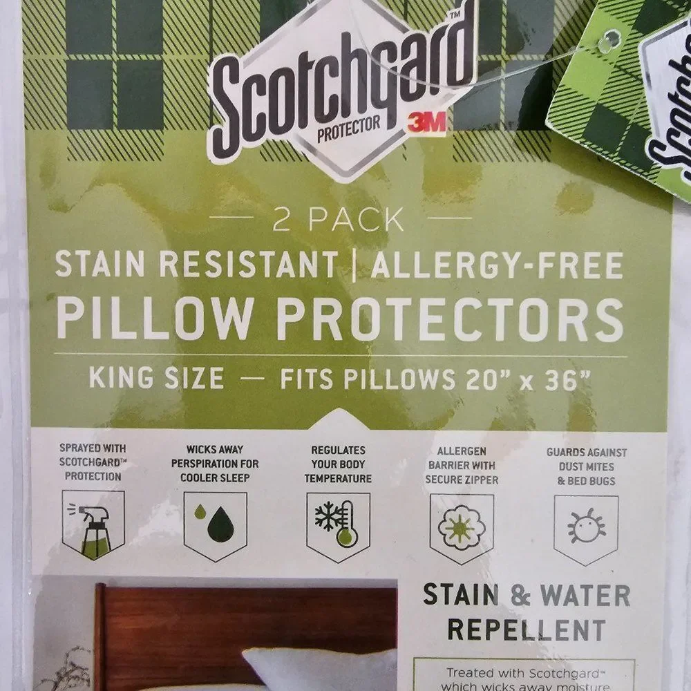 3M Scotchgard Pillow Protector Stain Resistant Allergy Free King Size Pack of 2